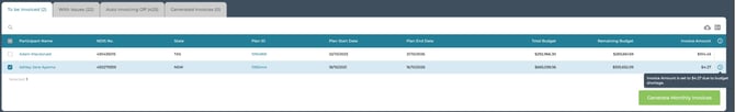 MonthlyFee-BudgetOverride-ToBeInvoiced